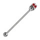 Skull Industrial Straight Barbell Ring w/ Two Red Strass Eyes