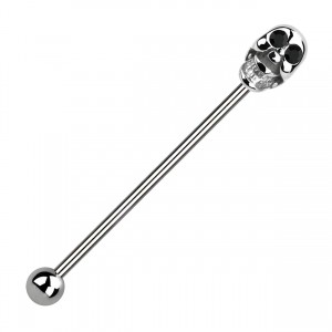 Industrial-Piercing Totenkopf Zwei Augen Strass Schwarz