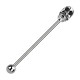Skull Industrial Straight Barbell Ring w/ Two Black Strass Eyes
