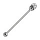 Skull Industrial Straight Barbell Ring w/ Two White Strass Eyes