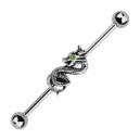 Industrial-Piercing Drachen Auge Strass Gr&uuml;n