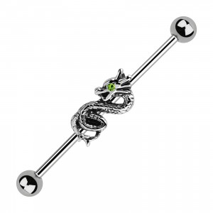 Industrial-Piercing Drachen Auge Strass Grün
