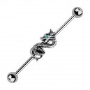 Turquoise Strass Eye Dragoon Industrial Straight Barbell Ring