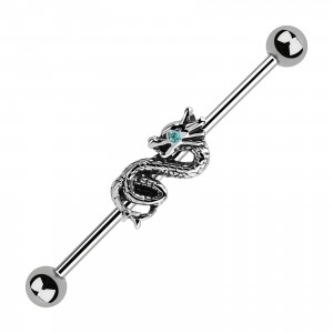 Industrial-Piercing Drachen Auge Strass T&uuml;rkis