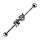 Industrial-Piercing Drachen Auge Strass Rosa