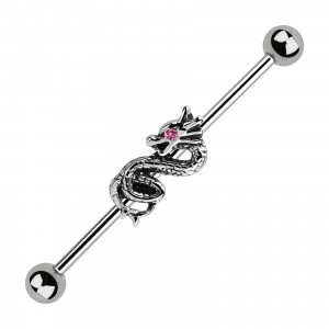 Industrial-Piercing Drachen Auge Strass Rosa