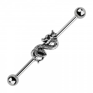 Industrial-Piercing Drachen Auge Strass Schwarz
