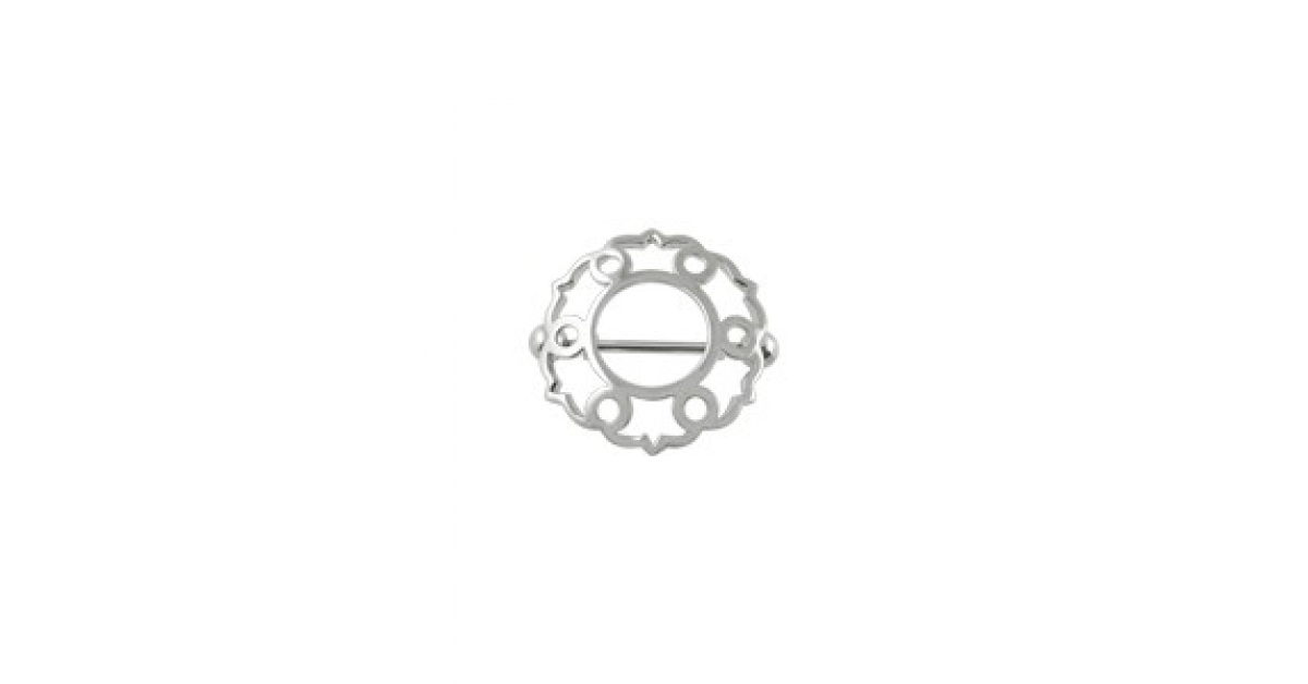 Piercing De Téton En Acier Chirurgical 316L Plaqué Or Rose – Motif Bouclier Avec Rosace, Tige 1.6x19mm - 3