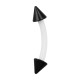 Two Spikes White/Black Eyebrow Curved Bar Bioflex Ring