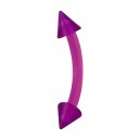 Two Spikes Purple Eyebrow Curved Bar Bioflex Ring