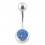 Navel Belly Button Ring w/ Balls & Blue Swarovski Diamonds