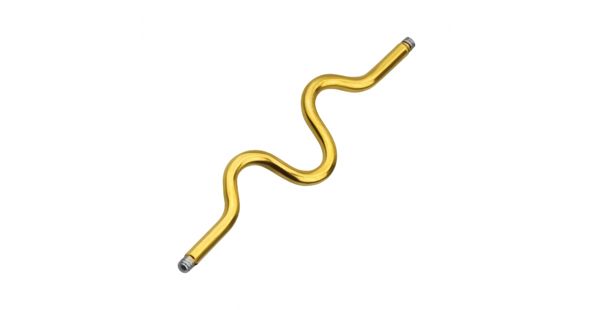 Gold Anodized Wavy Barbell Industrial Piercing Loose Bar