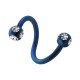 Spiral-Piercing Eloxiert Blau 5 Strass Weiß