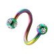 5 White Strass Rainbow Anodized Twisted Barbell Piercing