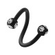 Spiral-Piercing Eloxiert Schwarz 5 Strass Weiß