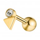 Helix- / Tragus-Piercing Stahl 316L Golden Kleines Dreieck & Strass Wei&szlig;