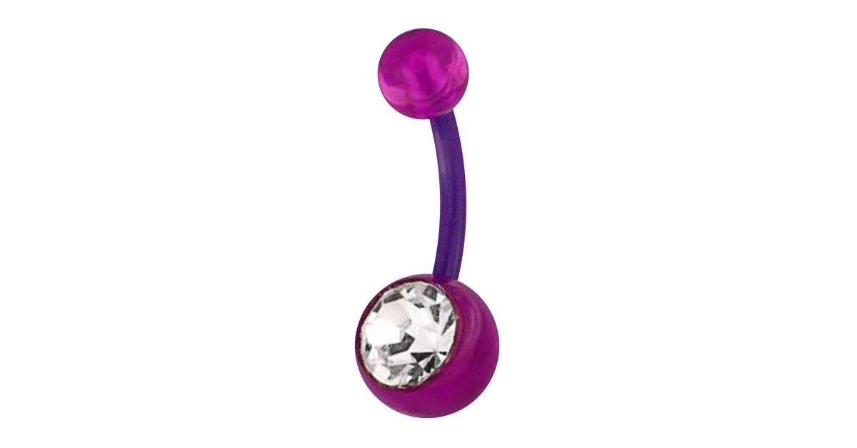 Nombril titane violet Poire amethyste silver patina