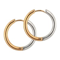 Rose Gold/Metallized Bicolor Simple Hoop 316L Earrings Ear Pair
