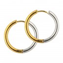 Gold/Metallized Bicolor Simple Hoop 316L Earrings Ear Pair
