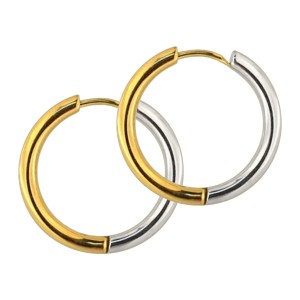 Ohrring 316L Einfacher Ring Zweifarbig Metallisiert / Golden
