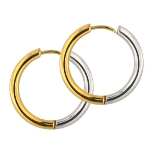 Ohrringe 316L Einfacher Ring Zweifarbig Metallisiert / Golden