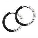 Ohrringe 316L Einfacher Ring Zweifarbig Metallisiert / Schwarz