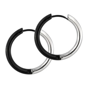 Ohrringe 316L Einfacher Ring Zweifarbig Metallisiert / Schwarz