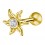 Piercing Tragus / Helix Stahl 316L Golden Sonne & Strass Weiß