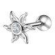 Helix- / Tragus-Piercing Stahl 316L Metallisiert Sonne & Strass Wei&szlig;