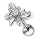 Butterfly & 11 White Strass Metallized 316L Steel Tragus/Helix Piercing