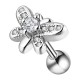 Helix- / Tragus-Piercing Stahl 316L Metallisiert Schmetterling & 11 Weiße Strass