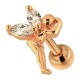 Tragus- / Helix-Piercing Stahl 316L Eloxiert Gold Rosa Fee & Strass