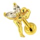 Tragus- / Helix-Piercing Stahl 316L Eloxiert Golden Fee & Strass