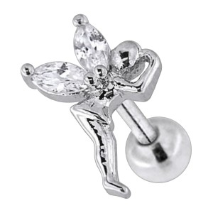 Tragus- / Helix-Piercing Stahl 316L Metallisiert Fee & Strass
