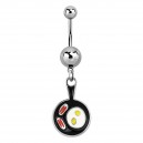 Bacon and Egg Frying Pan Pendant 316L Steel Belly Button Ring