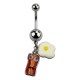Egg & Bacon Pendant 316L Steel Belly Button Ring