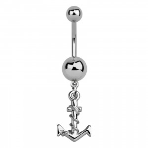 Anchor & Rope Pendant 316L Steel Belly Button Ring