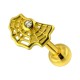 Tragus- / Helix-Piercing Stahl 316L Eloxiert Golden Spinnennetz & Strass