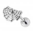 Tragus- / Helix-Piercing Stahl 316L Metallisiert Spinnennetz & Strass