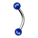 Balls Blue Shimmering Effect Acrylic Eyebrow Curved Bar Ring