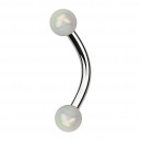 Balls White Shimmering Effect Acrylic Eyebrow Curved Bar Ring