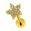 Piercing Tragus / Helix Stahl 316L Golden Blume & 6 Weiße Strass