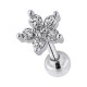 Piercing Tragus / Hélix Acero 316L Metálico Flor & 6 Strass Blancos