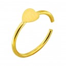 Heart Gold Plated 925 Silver Very Thin Nose Ring Piercing
