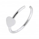 Heart Metallized 925 Silver Very Thin Nose Ring Piercing