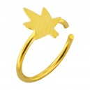 Cannabis Gold Plated 925 Silver Very Thin Nose Ring Piercing