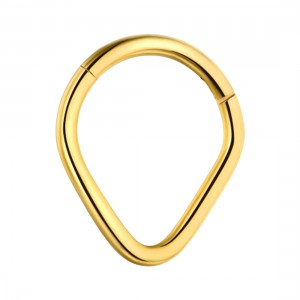 Daith-Piercing Clicker-Ring Stahl 316L Gold Eloxiert Scharnier Birne
