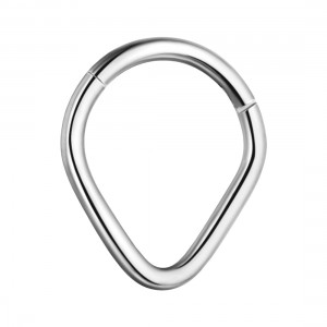 Pear Metallized 316L Steel Hinged Clicker Ring Daith Piercing