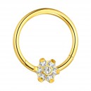 Daith-Piercing Segment-Ring Eloxiert Gold Blume 7 Wei&szlig;e Strasssteine