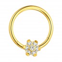 Piercing Daith Segment Ring Eloxiert Gold Blume 7 Weiße Strasssteine